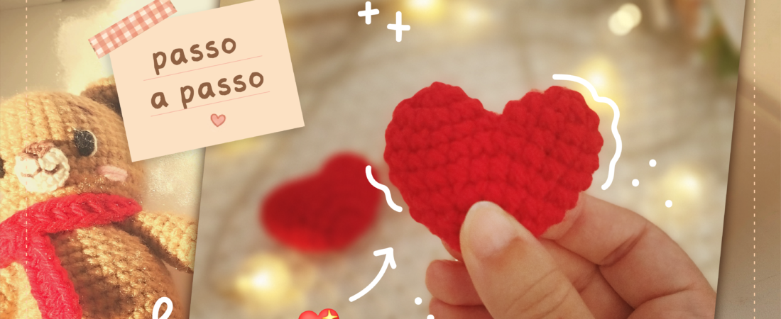 Receita: Mini Coração de Amigurumi Fácil para Iniciantes 💖 Aprenda do Zero!