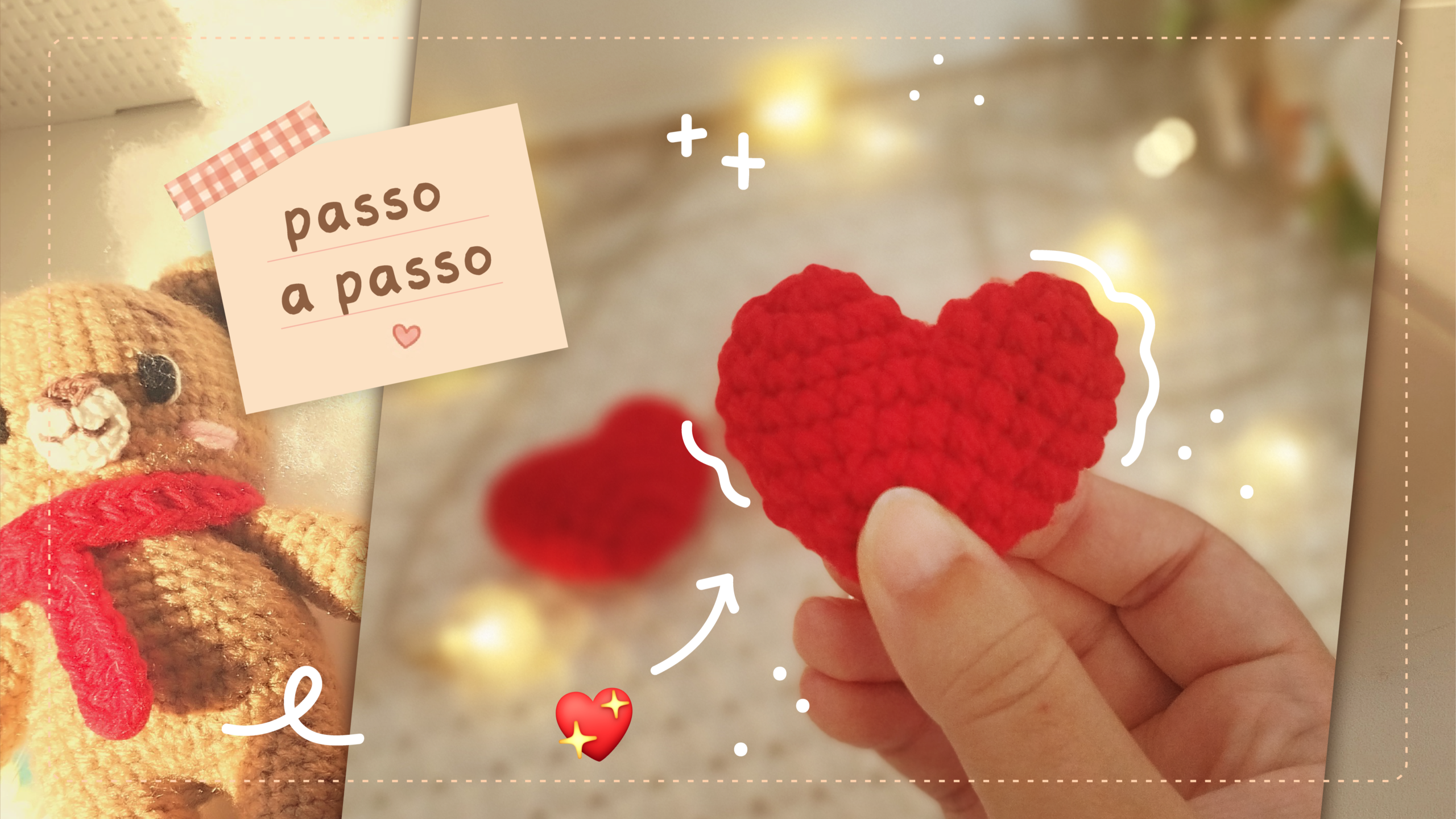 Receita: Mini Coração de Amigurumi Fácil para Iniciantes 💖 Aprenda do Zero!