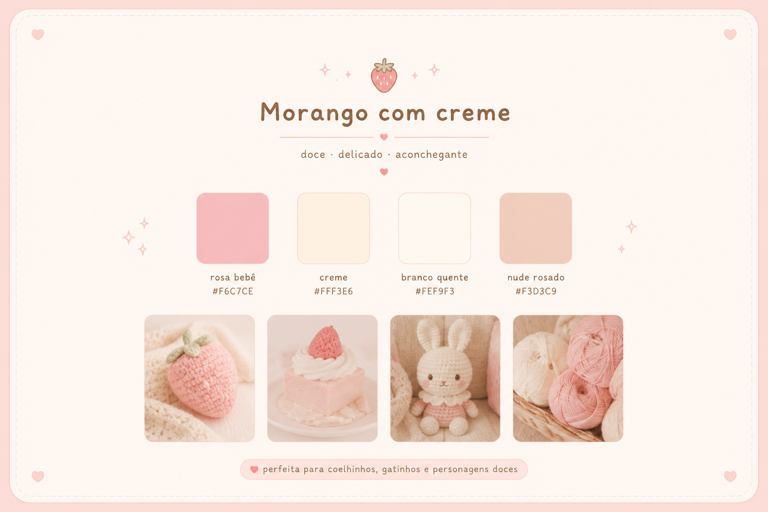 paleta cor amigurumi morango