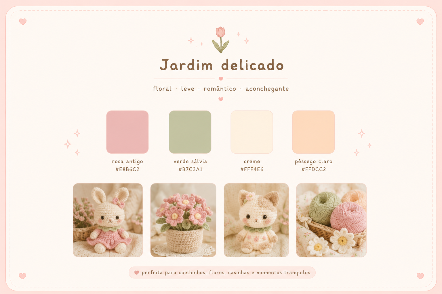 paleta cor amigurumi jardim delicado