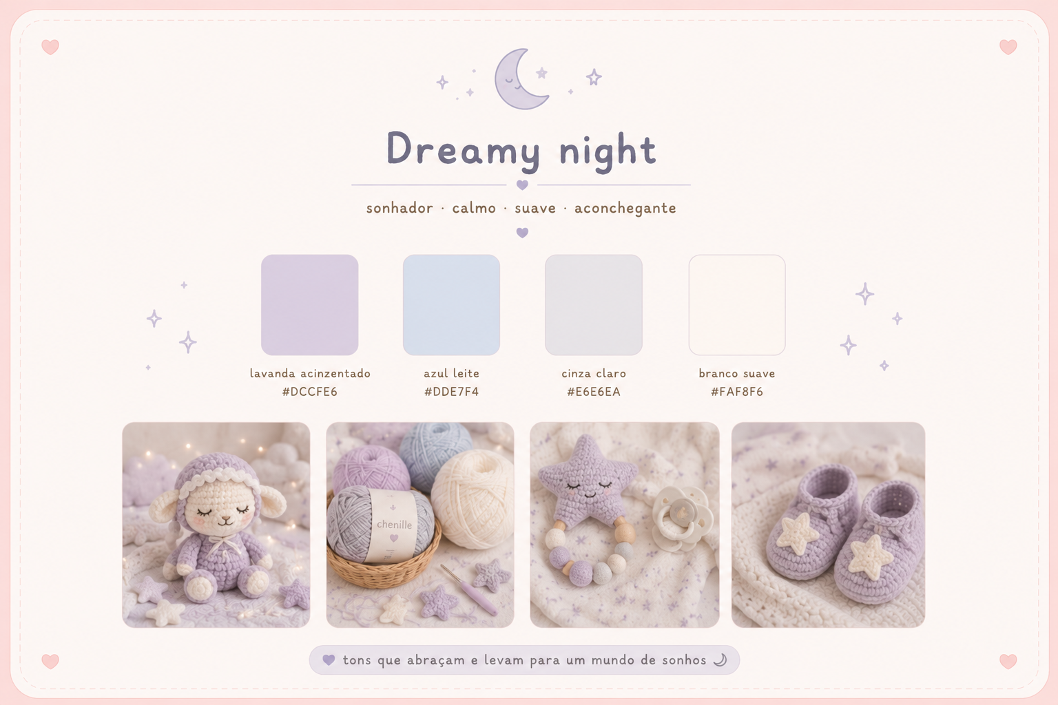 paleta cor amigurumi dreamy night