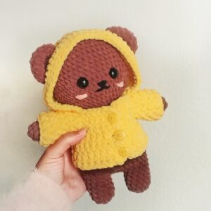 Bear in a Raincoat Amigurumi Pattern 🐻☔| 🇧🇷 PT-BR | 🇺🇸 EN-US | Easy Crochet PDF Pattern